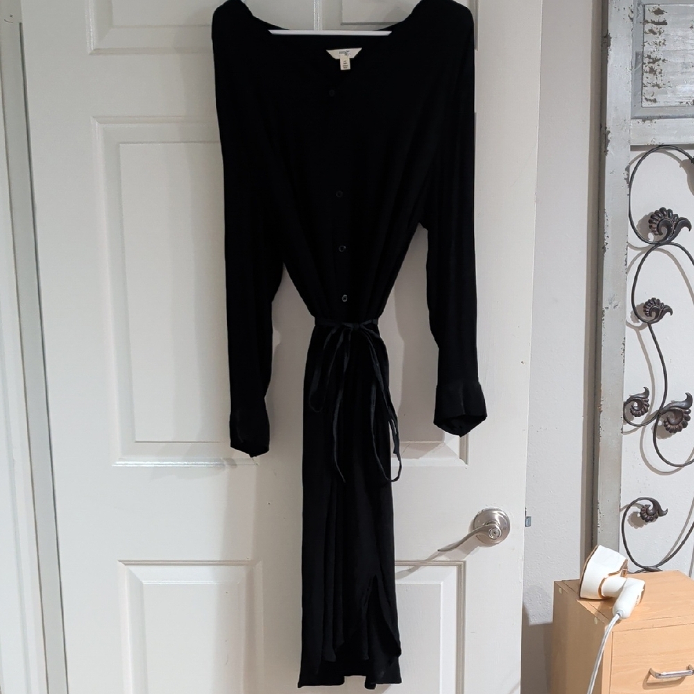 Terra & Sky Elegant Black Long Sleeve Button-Down Dress 0X/14W